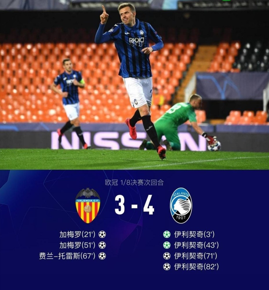 瓦伦西亚惨遭淘汰，告别欧冠舞台